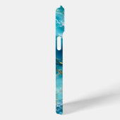Coques Case-Mate iPhone Marbre d'Océan Turquoise de Luxe avec Vagues de Fe (Verso / Droite)