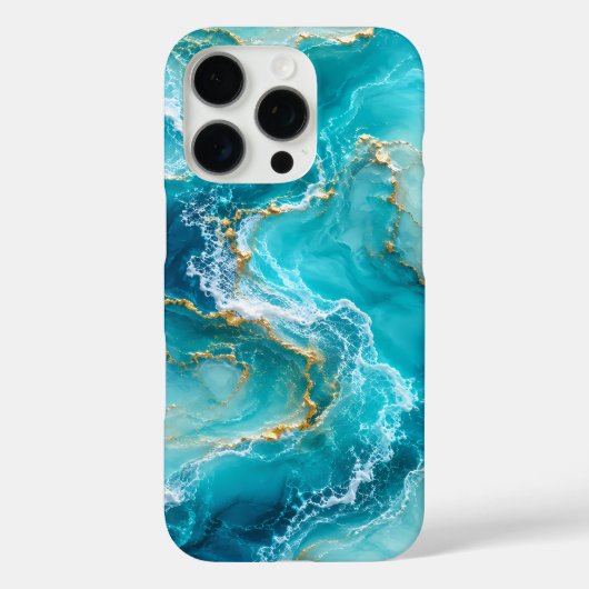 Coques Case-Mate iPhone Marbre d'Océan Turquoise de Luxe avec Vagues de Fe (Verso)