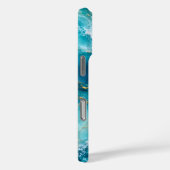 Coques Case-Mate iPhone Marbre d'Océan Turquoise de Luxe avec Vagues de Fe (Verso / Droite)