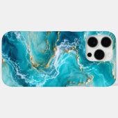 Coques Case-Mate iPhone Marbre d'Océan Turquoise Luxueux avec Vagues de Fe (Verso (horizontal))