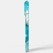 Coques Case-Mate iPhone Marbre d'Océan Turquoise Luxueux avec Vagues de Fe (Verso / Gauche)