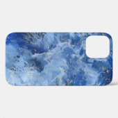 Coques Case-Mate iPhone Marbre d'or bleu : Texture de luxe. (Verso (horizontal))