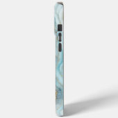 Coques Case-Mate iPhone Marbre d'or turquoise moderne (Verso / Gauche)