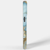 Coques Case-Mate iPhone Marbre d'or turquoise moderne (Verso / Droite)