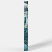 Coques Case-Mate iPhone Marbre d'or turquoise moderne (Verso / Droite)