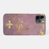 Coques Case-Mate iPhone Marbre doré de Mauve avec fleur de lis (Dos (Horizontal))