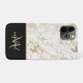 Coques Case-Mate iPhone Marbre doré et blanc avec luxe de monogramme noir (Dos (Horizontal))