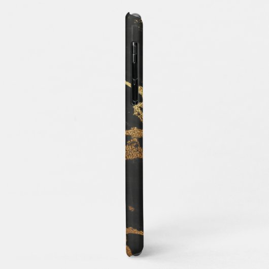 Coques Case-Mate iPhone Marbre doré noir avec fleur de lis (Dos/Gauche)