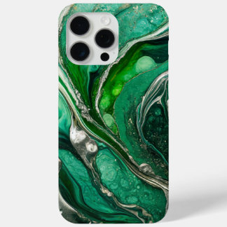 Coque iPhone 15 Pro Max Marbre élégant argent vert moderne