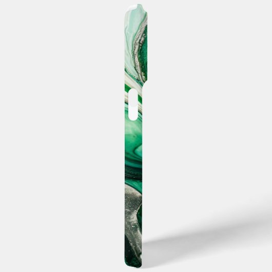 Coques Case-Mate iPhone Marbre élégant argent vert moderne (Verso / Droite)