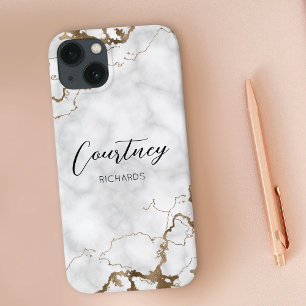 Case-Mate iPhone Case Marbre élégant Faux Parties scintillant or Monogra
