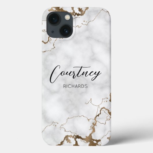 Coques Case-Mate iPhone Marbre élégant Faux Parties scintillant or Monogra (Verso)