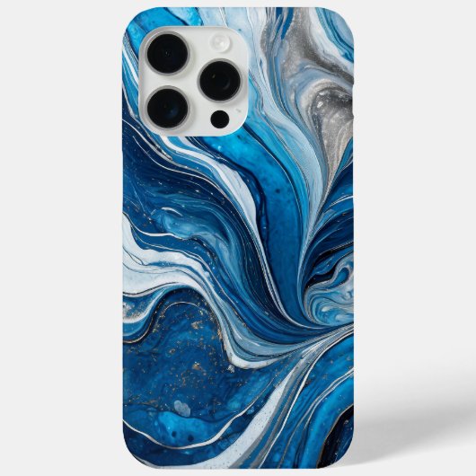 Coques Case-Mate iPhone Marbre élégant moderne bleu argent (Verso)