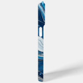 Coques Case-Mate iPhone Marbre élégant moderne bleu argent (Verso / Droite)