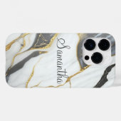 Coques Case-Mate iPhone Marbre élégant Personnalisé Gold Gris & Blanc (Verso (horizontal))