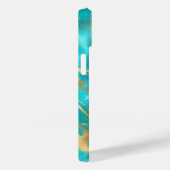 Coques Case-Mate iPhone Marbre élégant sarcelle or bleu aqua (Verso / Droite)
