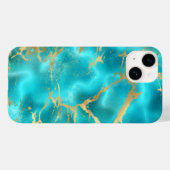 Coques Case-Mate iPhone Marbre élégant sarcelle or bleu aqua (Verso (horizontal))