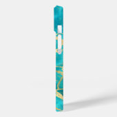 Coques Case-Mate iPhone Marbre élégant sarcelle or bleu aqua (Verso / Gauche)