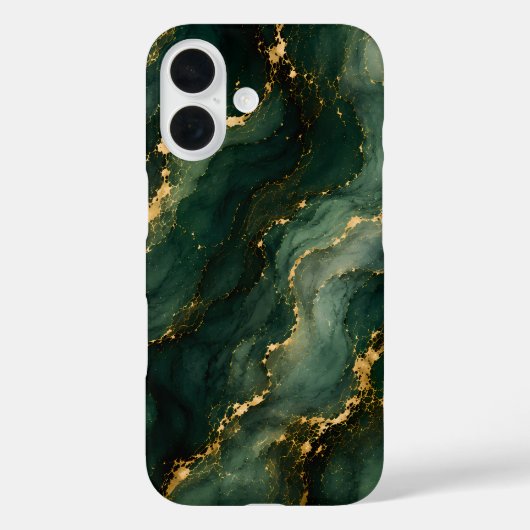 Coques Case-Mate iPhone Marbre émeraude de luxe avec veines dorées (Verso)