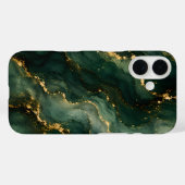 Coques Case-Mate iPhone Marbre émeraude de luxe avec veines dorées (Verso (horizontal))