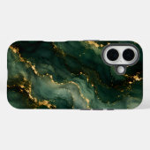 Coques Case-Mate iPhone Marbre émeraude de luxe avec veines dorées (Verso (horizontal))