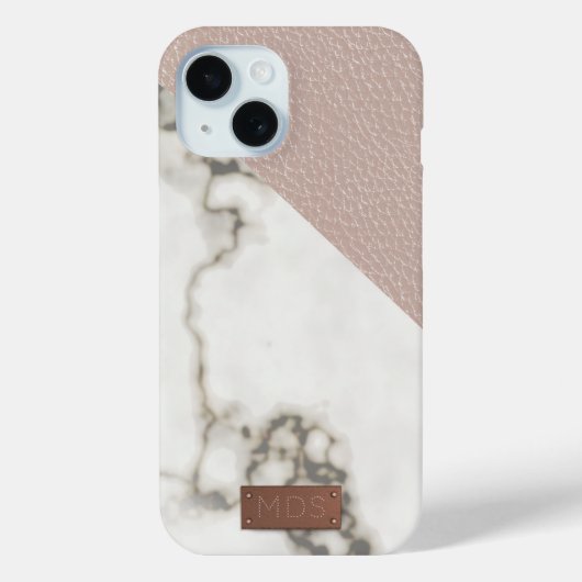 Coques Case-Mate iPhone Marbre en cuir Faux Blush (Verso)