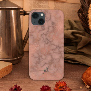 Case-Mate iPhone Case Marbre et métal Rose féminin avec Monogramme
