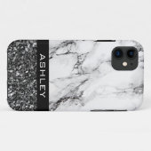 Coques Case-Mate iPhone Marbre Et Paillettes Noires (Dos (Horizontal))