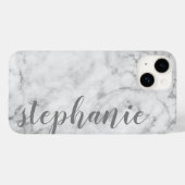 Coques Case-Mate iPhone Marbre Faux avec Calligraphie Nom gris personnalis (Verso (horizontal))