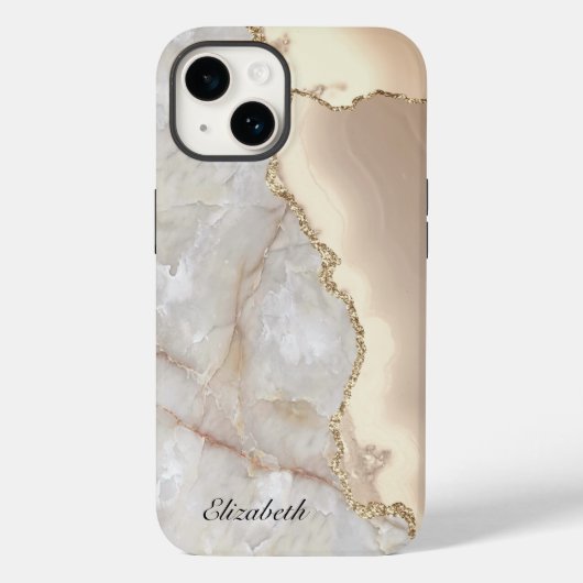 Coques Case-Mate iPhone Marbre géométrique doré crème Cool (Verso)