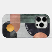 Coques Case-Mate iPhone Marbre géométrique moderne Abstrait Nom personnali (Verso (horizontal))