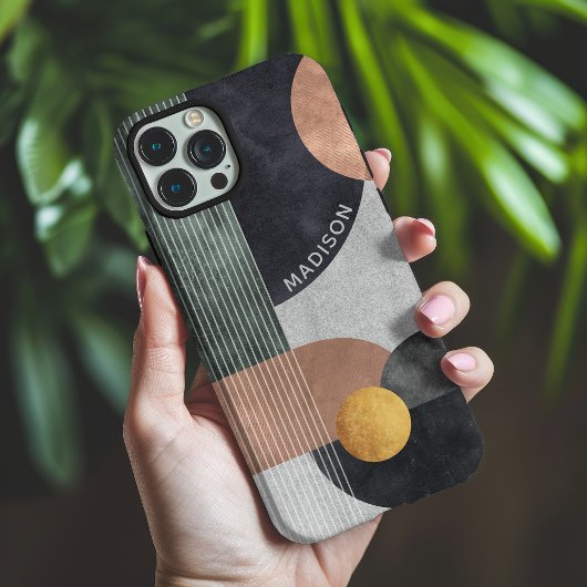 Coques Case-Mate iPhone Marbre géométrique moderne Abstrait Nom personnali