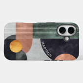 Coques Case-Mate iPhone Marbre géométrique moderne Abstrait Nom personnali (Verso (horizontal))