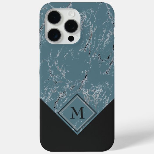 Coques Case-Mate iPhone Marbre gris clair sur Turquoise bleu vert chic (Verso)