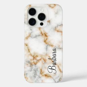 Coques iPhone 16 Pro Marbre gris et or Personnalisable