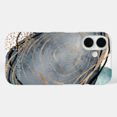 Coques Case-Mate iPhone Marbre gris or moderne en faux parties scintillant (Verso (horizontal))