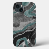 Coques Case-Mate iPhone Marbre gris pâle Turquoise Agate Parties scintilla (Verso)