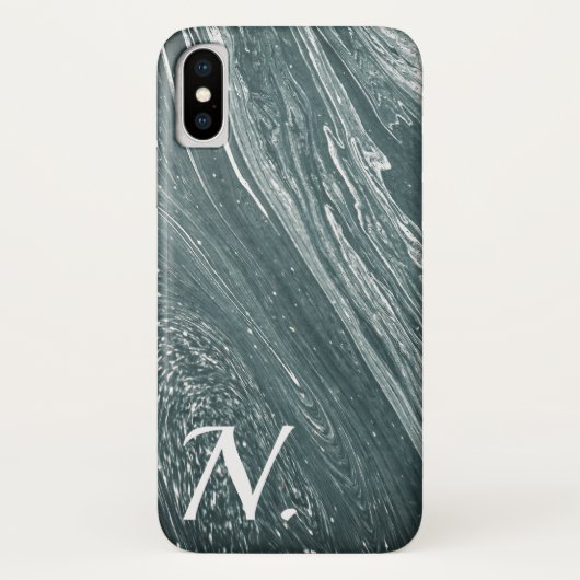 Coques Case-Mate iPhone Marbre gris poli pierre imitation & Monogramme (Dos)