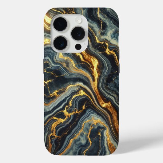 Coques Case-Mate iPhone Marbre Indigo aux reflets dorés (Verso)