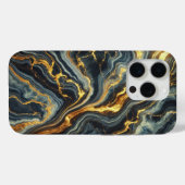 Coques Case-Mate iPhone Marbre Indigo aux reflets dorés (Verso (horizontal))