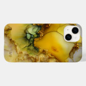 Coques Case-Mate iPhone Marbre Jaune Vert Moderne Monogramme Personnalisé (Verso (horizontal))