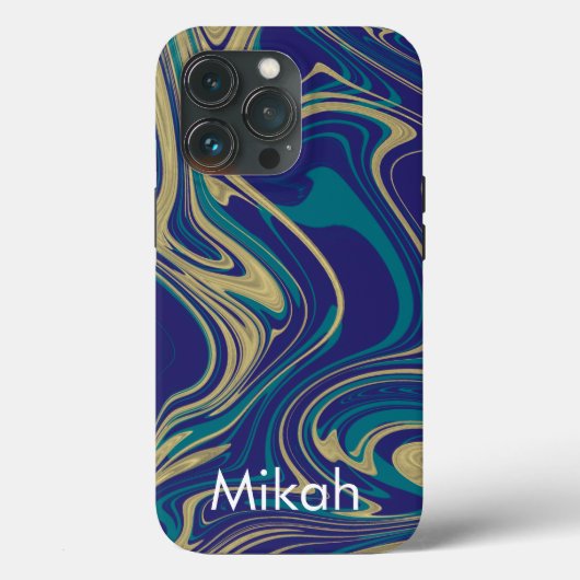 Coques Case-Mate iPhone Marbre Liquide Faux Or Bleu Verdâtre (Verso)