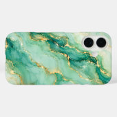 Coques Case-Mate iPhone Marbre Luxe Menthe & Or (Verso (horizontal))