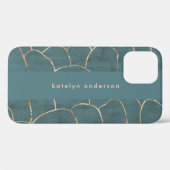 Coques Case-Mate iPhone Marbre moderne Gold Gemstone Turquoise (Verso (horizontal))