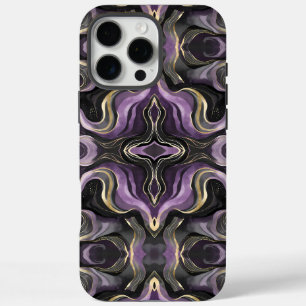 Coques iPhone 16 Pro Max Marbre Mystic Amethyst Design en or fluide foncé