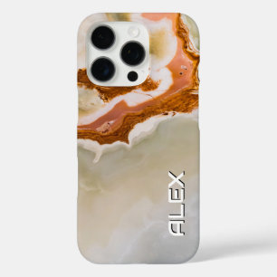 Coques iPhone 16 Pro Marbre naturel avec Ripple rouille - Pierre organi