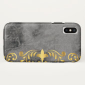 Coques Case-Mate iPhone marbre noir avec motif floral doré (Dos (Horizontal))