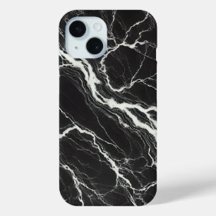 Coque Pour iPhone 15 Marbre Noir & Blanc Chic Look Glamour