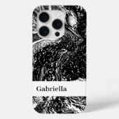 Coques Case-Mate iPhone Marbre noir blanc nom monogramme ligne art moderne (Verso)