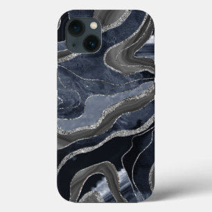 Case-Mate iPhone Case Marbre noir bleu marine Agate Parties scintillant
